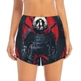 thumbnail image 2 of Balery Red Black Eastern Panda Warrior Pantalones cortos deportivos para mujer con forro y dos bolsillos, elásticos, para entrenamiento, gimnasio, yoga-Small, 2 of 7