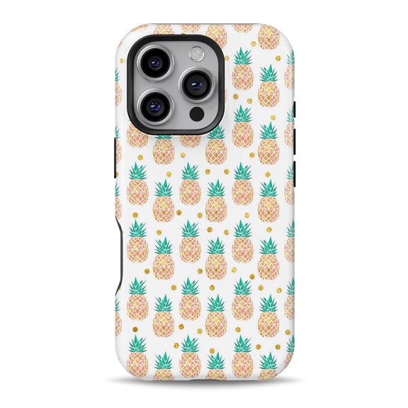 DesignSkinz Scratch-Resistant Hard Slim Case Compatible with iPhone 16 (Compatible with MagSafe) - Tropical Summer Pineapple v1