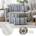 thumbnail image 6 of Navy Blue Grey Stripes Outdoor Waterproof Pillow Covers, Simple Striped Lines Minimalist Decorative Rectangle Throw Pillowcase Sofa Cushion Sham for Patio/Couch/Chair, 20"x12" 2 Pack, 6 of 8