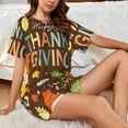 thumbnail image 4 of KLL Happy Thanksgiving With Gnome Print Pajama Set for Women Short Sleeve Sleepwear Pjs Soft 2 Piece Lounge Sleepwear Sets-Medium, 4 of 6