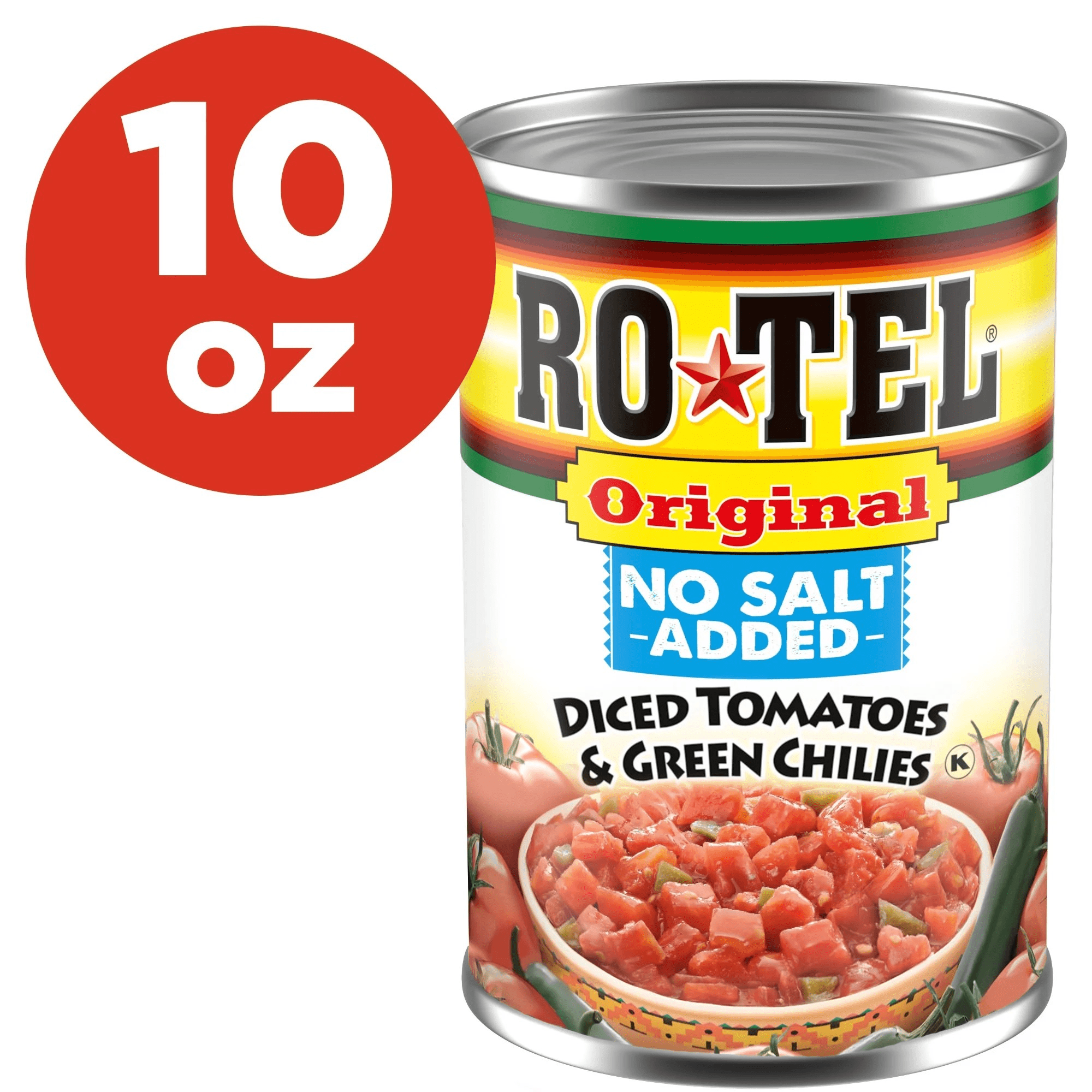 ROTEL Original No Salt Added Diced Tomatoes & Green Chilies, (3 Pack) 10 oz Cans  – Spicy Tomato Blend, Keto Friendly, Non-GMO, Shelf-Stable