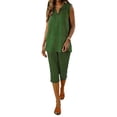 thumbnail image 3 of Zedker 2 Piece Sets for Women Sleeveless Tops & Wide Leg Pants Lounge Sets Summer Vacation Travel Outfits GreenM, 3 of 10