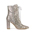 thumbnail image 3 of Unique Bargains Women's Glitter Pointed Toe Block Heel Ankle Boots Colorful (Size 6), 3 of 7