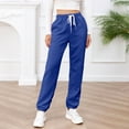 thumbnail image 5 of Ladies Winter Pants Lace-up High Waist Pockets Cotton Thermal Sweatpants Knit Textured Pajama Bottoms Joggers (Large, Blue), 5 of 6