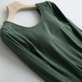 thumbnail image 7 of UYISJ Women's Basic Scoop Neck Long Sleeve Shirt with Built in Bra Slim Fit Solid Color Padded Top Pullover Base Layer Tee Green M, 7 of 7