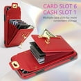 thumbnail image 5 of ELEHOLD for Apple iPhone 11 Pro Zipper Pocket Case, Flip PU Leather Wallet Crossbody Shoulder Strap Lanyard Case with Credit Card Holder Women RFID Blocking Protective Purse Cover, red, 5 of 6