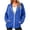 Blue, variant on cocolona Hoodies for Women Solid Color Long Sleeve Fall Winter Drawstring Sweatshirts Loose Casual Zipper Jackets with Pockets