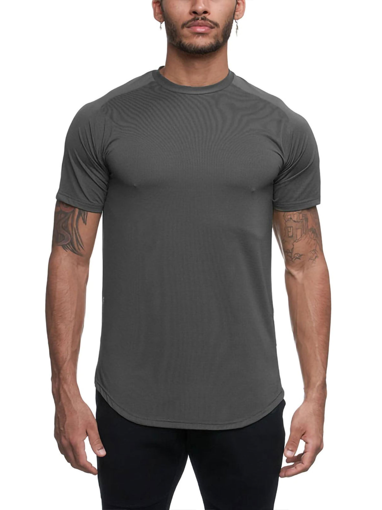 Mens Activewear Short Sleeve Base Layer Top Muscle Workout Gym Compression Shirt 