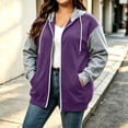 thumbnail image 7 of Women's Plus Size Zip Up Hoodie Color Block Long Sleeve Sweatshirt Jacket with Pockets for Fall Winter Outwear, 7 of 7