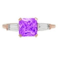 thumbnail image 7 of Three-Stone Engagement Ring for Women - 1.62ct Natural Amethyst in 14K Rose Gold Promise Ring, 7 of 7