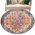 thumbnail image 2 of Blue Pink Large Round Rug 8 FT, Non Slip Living Room Area Carpet, Boho Middle Century Geometric Abstract Washable Soft Circle Rug Non-Shedding Floor Carpet for Bedroom Office Dining Room, 2 of 9