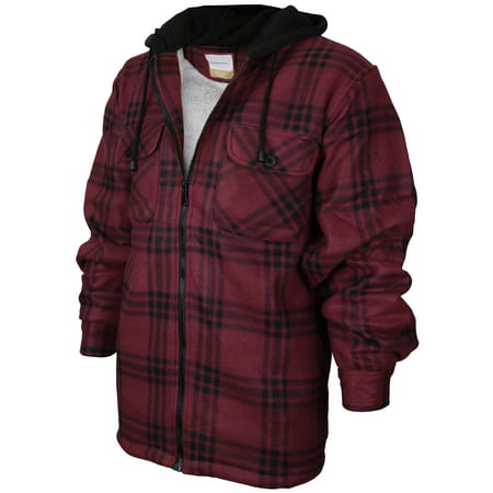 vkwear - Men's Heavyweight Flannel Zip Up Fleece Lined Plaid Sherpa ...