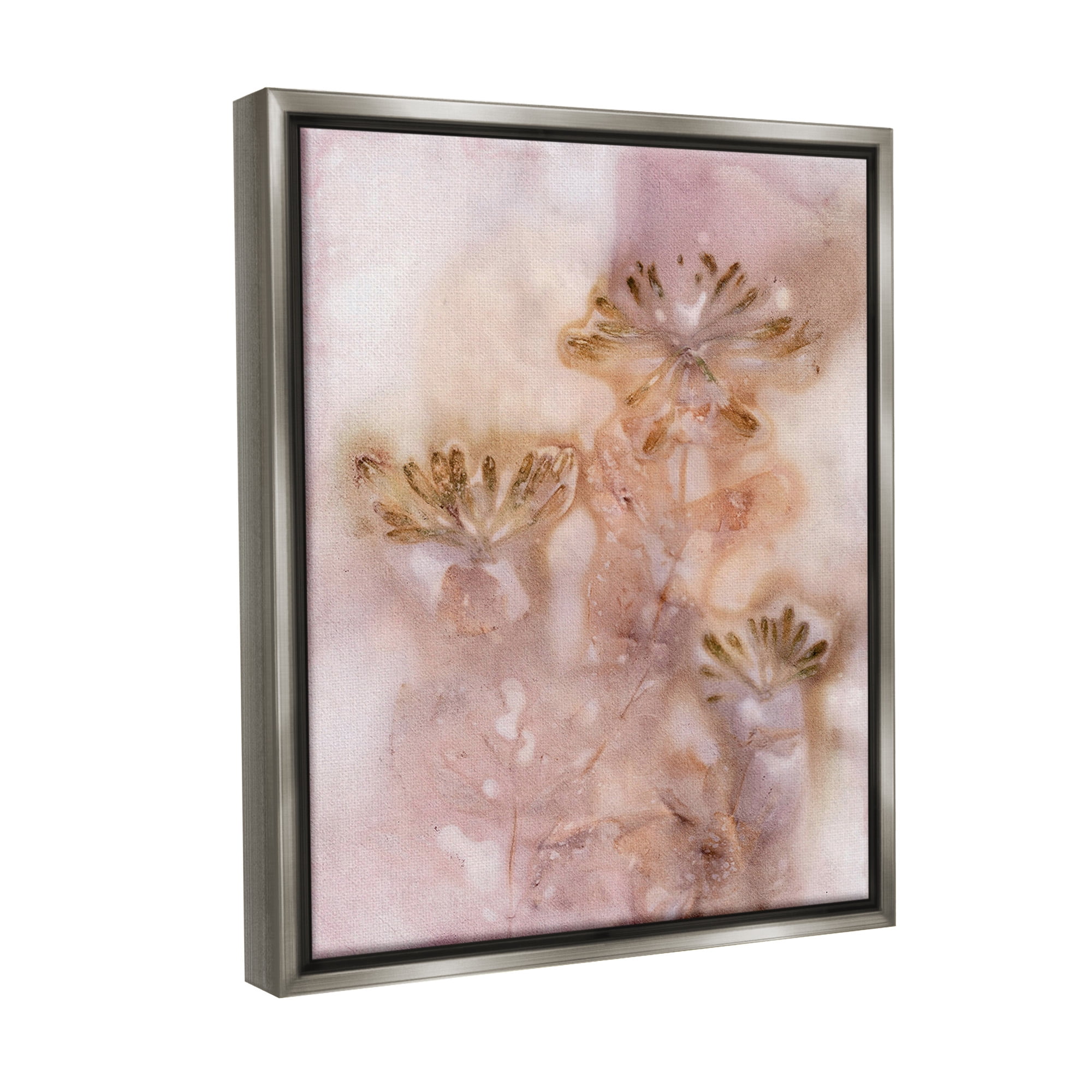 Stupell Industries Abstract Botanical Seeds Botanical & Floral Painting Gray Floater Framed Canvas Art Print Wall Art, 17 x 21