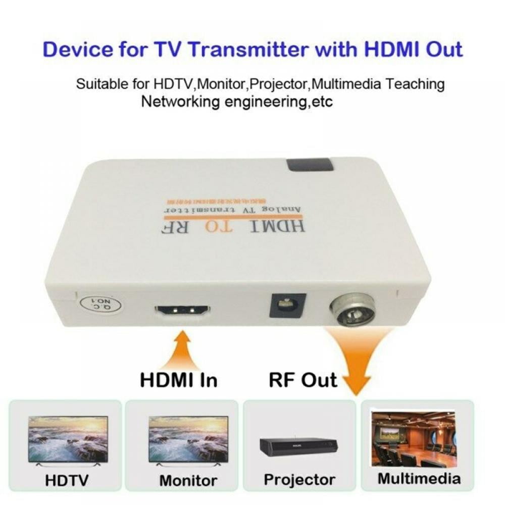 raqueta submarino Una oración HDMI to Coaxial RF Converter for Old TV - HDMI in Coax Out Transmitter Box  with F Type Male to PLA 9.5mm Coaxial Cable & Remote Control Zoom Function  1080P Input Analog
