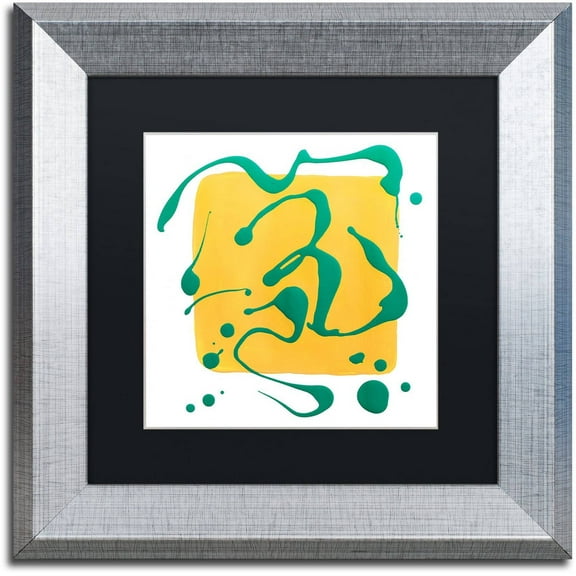 Trademark Fine Art 'Yellow Square on White' Canvas Art by Amy Vangsgard, Black Matte, Silver Frame