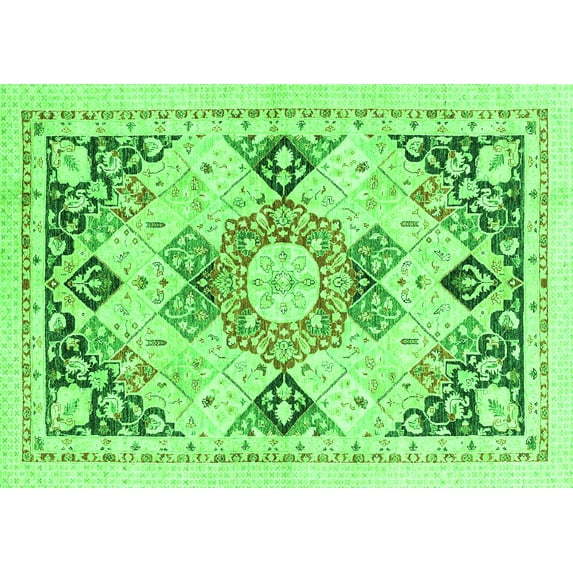Ahgly Company Indoor Rectangle Abstract Green Modern Area Rugs, 2' x 5'