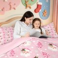 thumbnail image 4 of Manfei Modern Christmas Snowflake King Size Comforter Sets,Winter Holiday Comforters King Size,Pink Reversible,3-Piece,1 Comforter and 2 Pillowcases, 4 of 7