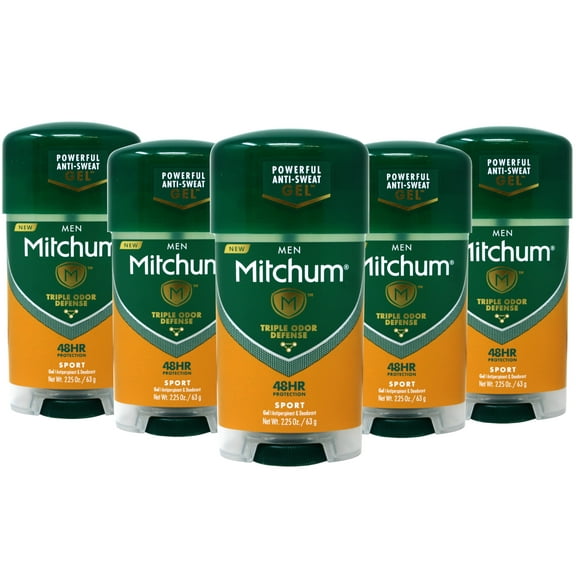 5 Pack - Mitchum Power Gel Anti-Perspirant Deodorant Sport, Triple Odor Defense, 48HR Protection, 2.25 Oz