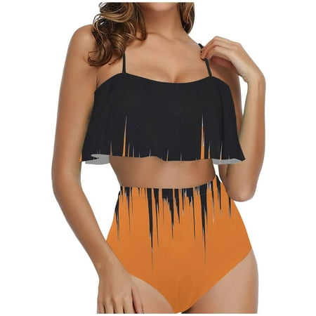 Womens Bikini Set High Cut  Tummy Control Swimwear Strapless One Piece Swimsuit Ruched Bathing Suits for Women Slimming Bandeau Tube Top Bikini