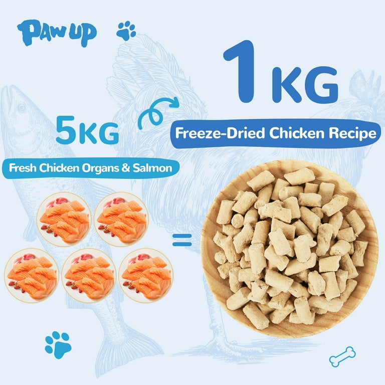 PAWUP Freeze Dried Salmon Dog Cat Treats, All Natural Raw Cat