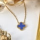 thumbnail image 3 of Collar con Colgante de Flor Azul JeenMata Bañado en Oro Amarillo, 3 of 6