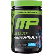 MusclePharm Assault Pre Workout Powder, Blue Raspberry, 30 Servings