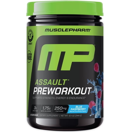 MusclePharm Assault Pre Workout Powder, Blue Raspberry, 30 Servings