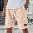 thumbnail image 2 of Nestiefly Cotton Linen Shorts Men Elastic Waist Knee Length Beach Shorts Lightweight Big and Tall Casual Short with Pockets Pink L, 2 of 9
