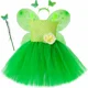 thumbnail image 2 of juego de tutú de hada de jardín mágico, vestido de princesa de tul para fiesta de cumpleaños de niña, disfraz de Cosplay de Halloween verde para niños con alas, 2 of 5