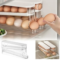 Egg Dispenser Fridge under $5! Xqxayjr Automatic Rolling Egg Dispenser, Tiered Fridge Eggs Organizer with 30 Capacity, Space Saving Refrigerator Eggs Rack, Kitchen Storage Container for Fresh Eggs