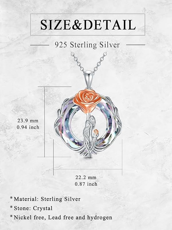 JKR Gifts for Mom 925 Sterling Silver Rose Flower Necklace Mother and 1-5 Daughters/Sons Jewelry Birthday Gifts for Women Wife Grandma