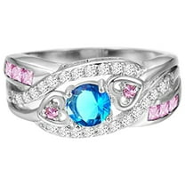 CILENON Silver Wedding Band Women Zircon Filled Twisted Wide Face Ring S925 Women's Ring Size 6-10 Diamond Ring Women Rings Trendy Jewelry(Pink,10)