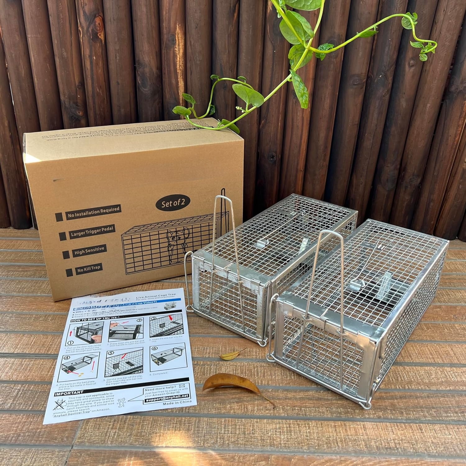 Humane Live Mouse Vole Chipmunk Trap Cage, 2-Pack Rat Traps for Indoors and Outdoors