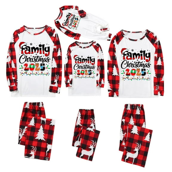 GILIGEGE Family Christmas Pajamas Matching Sets Comfortable Long Sleeve Pajama Sets Crew Neck Festival Outfits for Party Red L