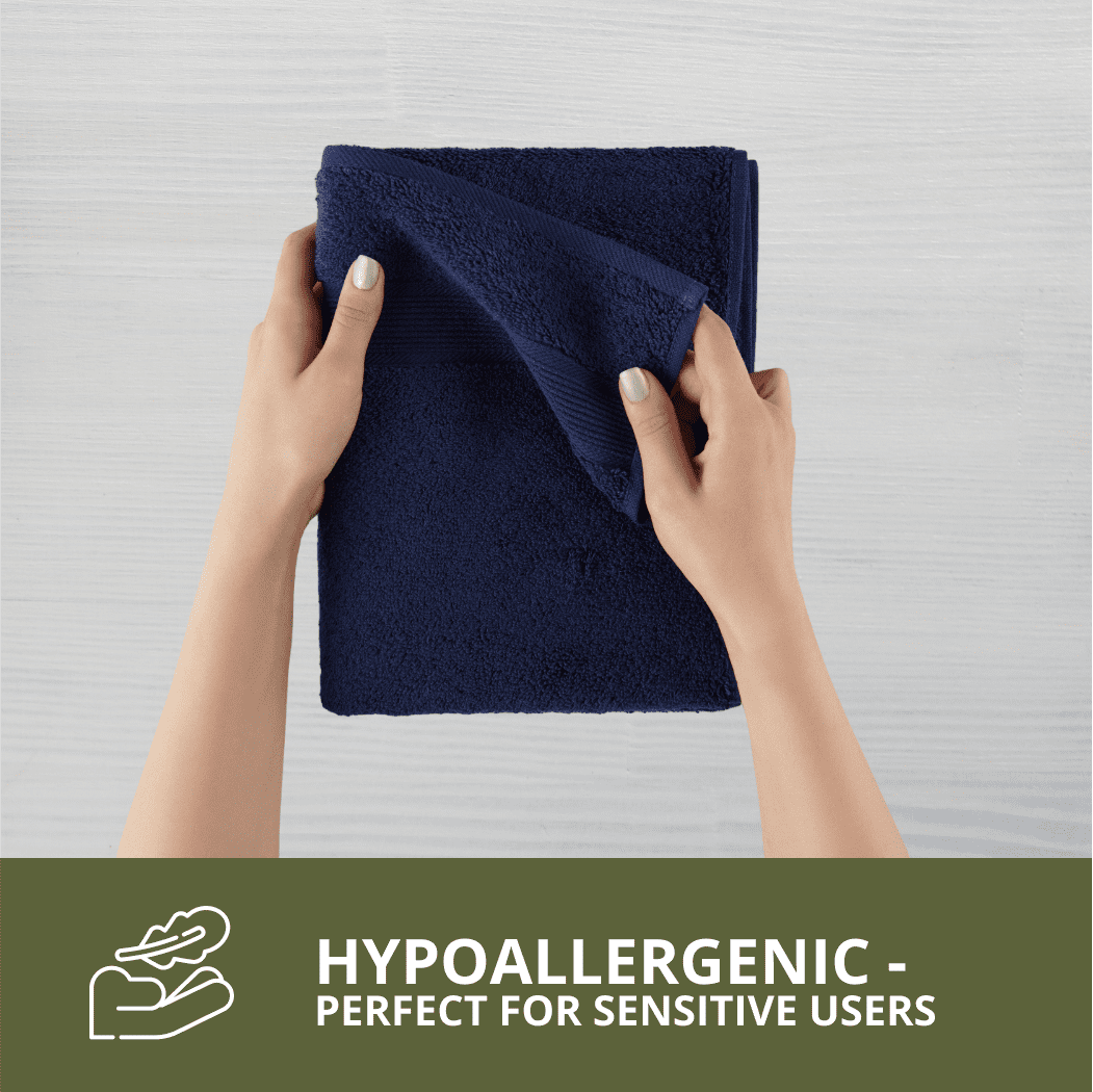 HOME ESSENTIALS 100 % Cotton Luxury Turkish Wash Cloths and Bath Towels Set of 6, 600 GSM Lightweight Super Absorbent Travel Towels Pack, Quick Dry Towels for Spa, Hotel Bathroom Essentials, Navy