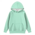 thumbnail image 2 of TQWQT Mint Green Hoodies for Girls Long Sleeve Solid Basic Casual Plain Hoodie Sweatshirts Drawstring Pullover Cute Years Kids Clothes, 2 of 5