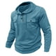 thumbnail image 1 of pstuiky camisa de manga larga para hombre, Camiseta informal de manga larga con capucha y botones para hombre, con bolsillos dobles, color liso top de hombre l, 1 of 6