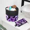 thumbnail image 6 of PhooArto Large Barrel Drawstring Makeup Bag, Purple Pansy Flowers Skull Pattern Travel Cosmetic Bag Portable Make Up Organizer Bag, 6 of 6