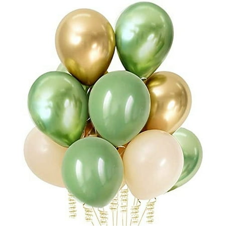 Sage Green Matte Latex Balloons, 12 inch, Baby Shower, Light Brown, Allergen-free