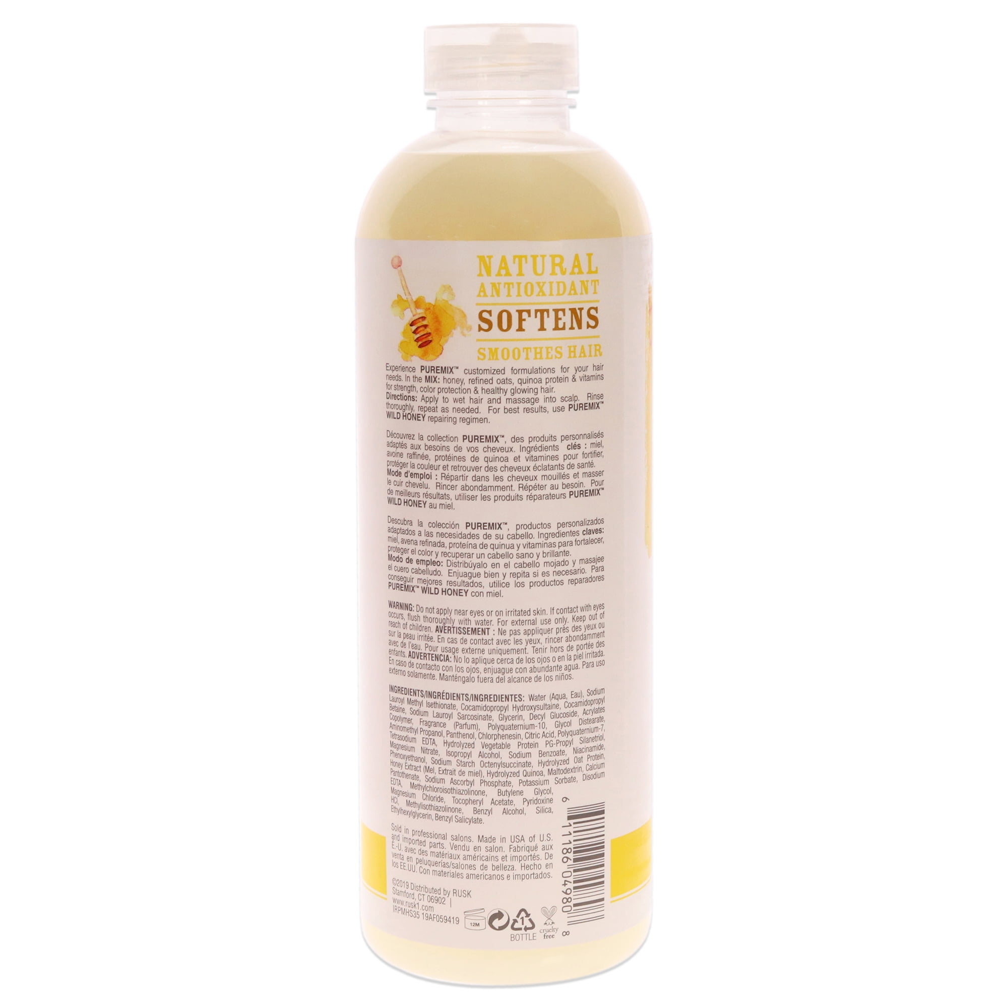 Puremix Wild Honey Repairing Shampoo - Dry Hair by Rusk for Unisex - 35 oz Shampoo