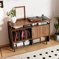 thumbnail image 5 of Large Record Player Stand, Vinyl Record Storage Cabinet with Charging Station, Mid Century Modern Turntable Stand for Bedroom Living Room, 5 of 9