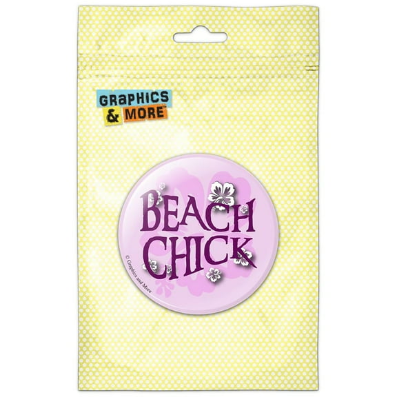 Beach Chick Hibiscus Flowers Refrigerator Button Magnet