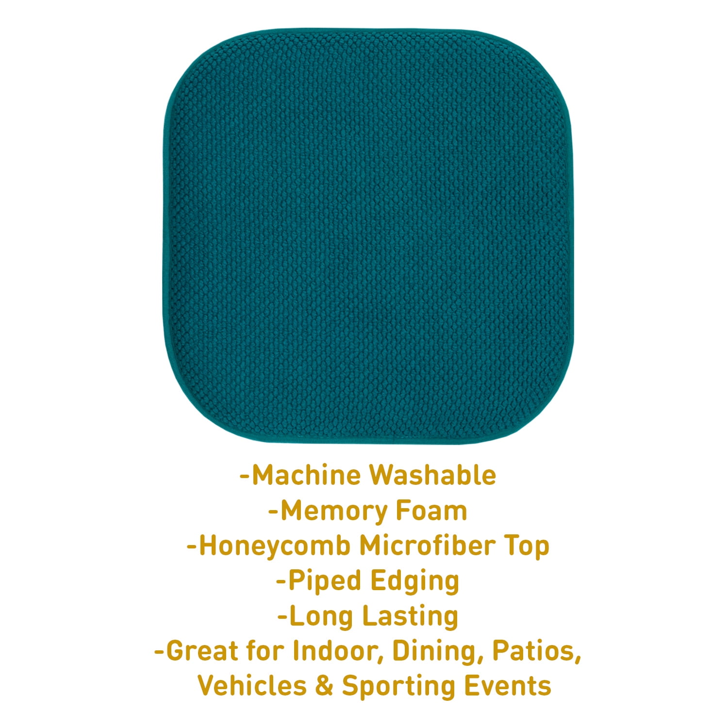 Memory Foam Honeycomb Non-Slip Back 16" x 16" Chair Cushion Pad 2, 4, 6, 12 Pack