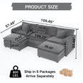 thumbnail image 2 of Modular Sectional Sofa, Oversized Deep Seat U Shaped Couch Set for Living Room, 3-Seater Comfy Cloud Couches with 2 Movable Ottomans, DIY Combination, Chenille, Grey, 2 of 8
