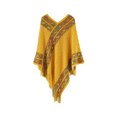 thumbnail image 1 of Mantón de borla de jersey retro para mujer, suéteres sueltos con cuello en V, capa de chal de punto, capas de borla de estilo étnico, ponchos de punto, 1 of 5