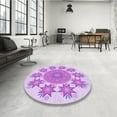 thumbnail image 4 of Ahgly Company Machine Washable Indoor Round Transitional Blossom Pink Area Rugs, 4' Round, 4 of 7