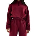 thumbnail image 3 of Conjunto Deportivo de Dos Piezas para Mujer: Sudadera con Media Cremallera y Pantalón Deportivo Holgado con Bolsillos Rojo Vino XXL, 3 of 8