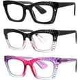 thumbnail image 2 of GFDYREE 3 pack Oprah style Spring hinge Readers Blue Light Blocking Computer Square Reading Glasses for Women Men, 2 of 6