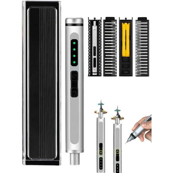 E1 Max 3.7V Mini Electric Screwdriver - 41-in-1 Electric Screwdriver Aluminum Handle, 200 RPM | 3 Torque Setting | Cordless Repair Tool Kit for Electronics Phone Camera Laptop Watch (41 in 1 Electric)