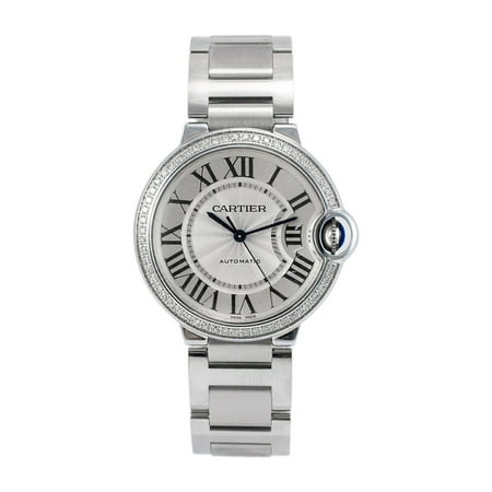 Cartier Ballon Bleu 36MM w4bb0024 4372 Diamond Dial Stainless Steel Watch
